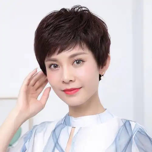 假发女短发短卷发中老年时尚妈妈款发型全头套女士化疗全手织自然