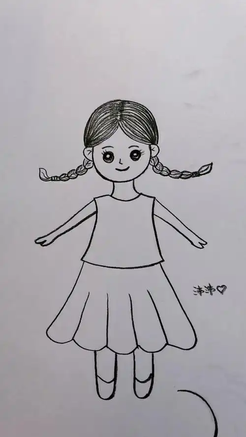 简笔画#辫子小女孩简笔画