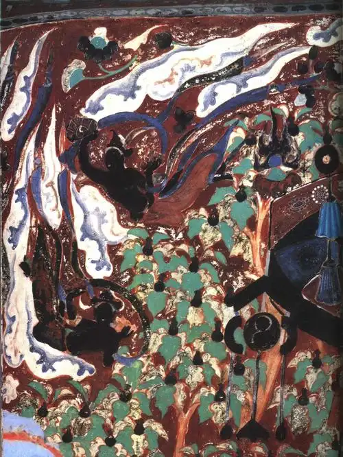 神游千年大美敦煌隋401窟壁画东王公西王母出行飞天异禽藻井高清大图