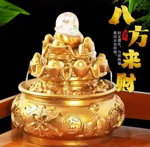 八方来财聚宝盆招财流水摆件客厅前台装饰品工艺品开业送礼风水球