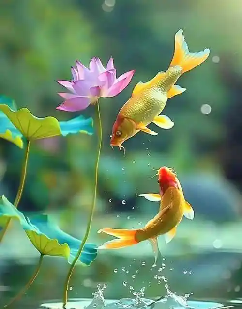 双鱼戏莲,好运连连!