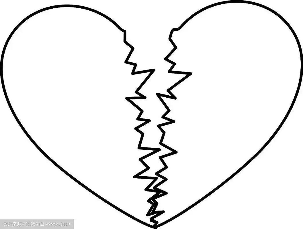 素描剪影破碎的心图标平