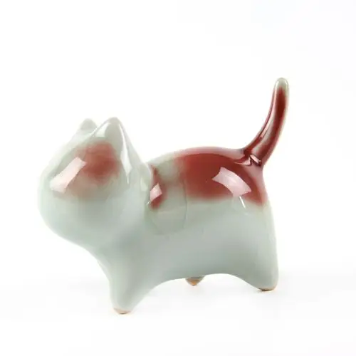 钧瓷猫咪摆件招财创意陶瓷小动动物萌宠桌面摆件