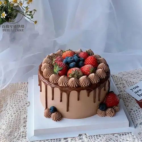 草莓纯巧克力奶油蛋糕动物奶油水果生日蛋糕广州深圳市同城配送