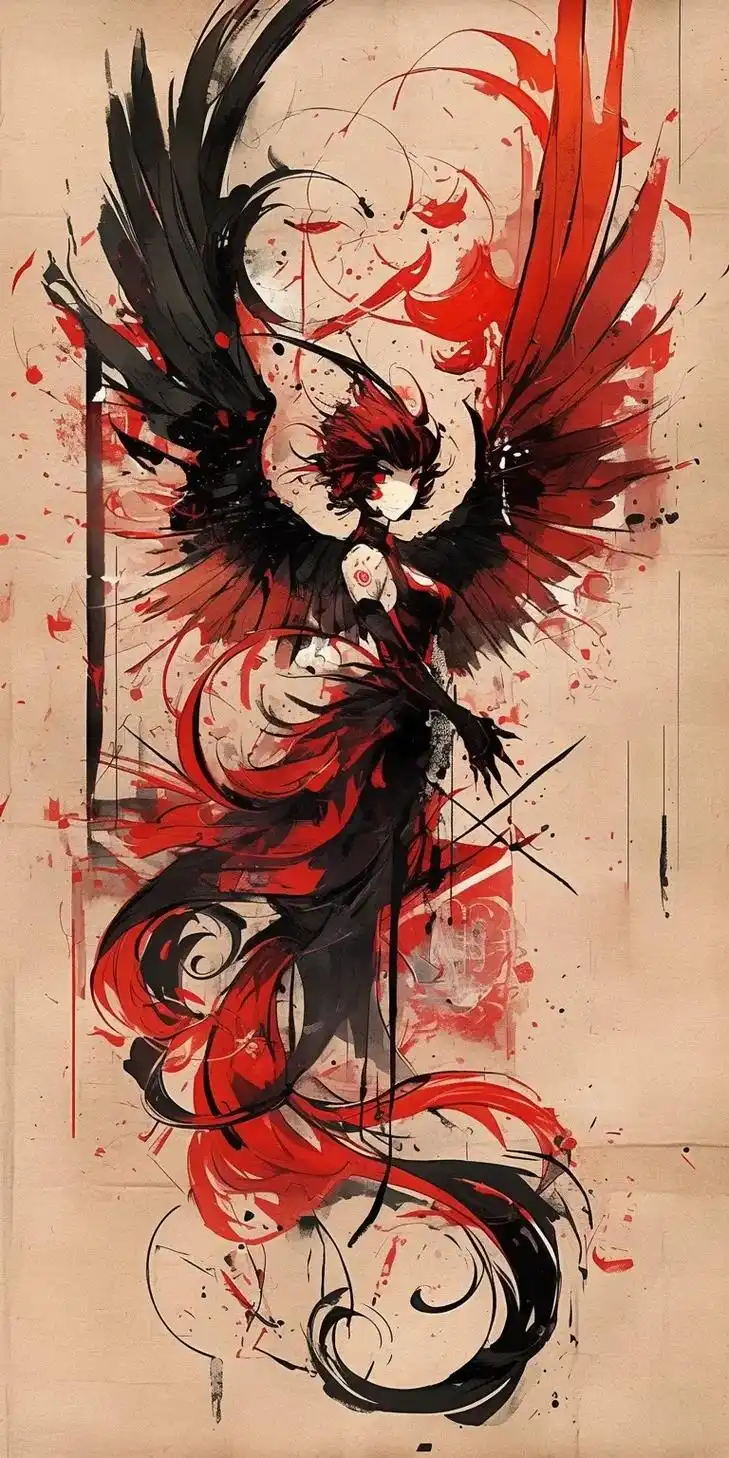 94如果你被这种充满力量和故事的设计所吸引,那么堕落天使纹身手稿