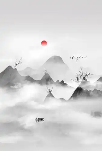 竖版水墨山水 中国风