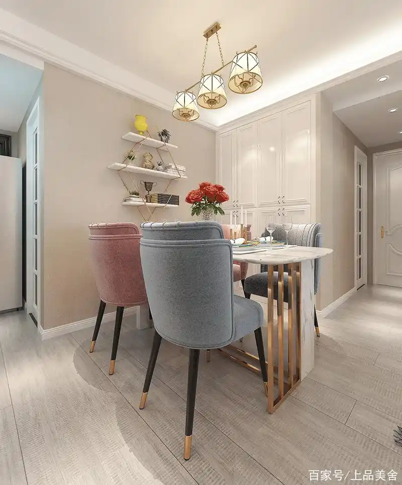 102平米两居室美式轻奢风格,米黄墙面和灰色地砖搭配太喜欢了