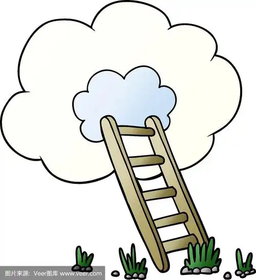 天堂,卡通,梯子,垂直画幅,乱画