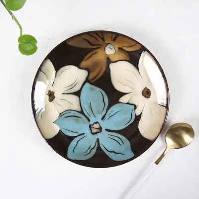 玉泉手绘创意陶瓷碗碟汤盘圆盘鱼盘方盘菜盘家用碗盘碟子餐具组合