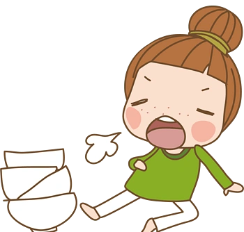 吃撑的小女孩卡通人物装饰元素