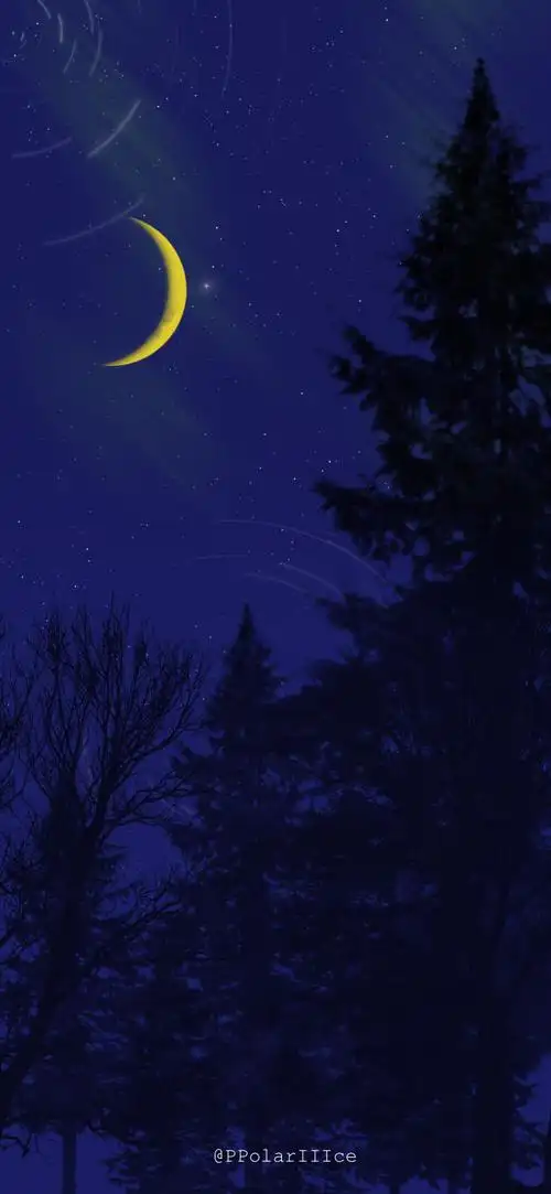 月亮坠入不见底的河(图源水印) - 堆糖,美图壁纸兴趣社区