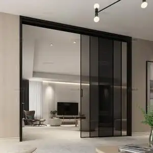 极窄边框简约镁铝合金三联动推拉玻璃阳台客厅厨房推拉隔断门移门