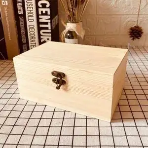 木盒定做复古长方形木质桌面收纳盒带锁实木盒子包装礼物品盒大号