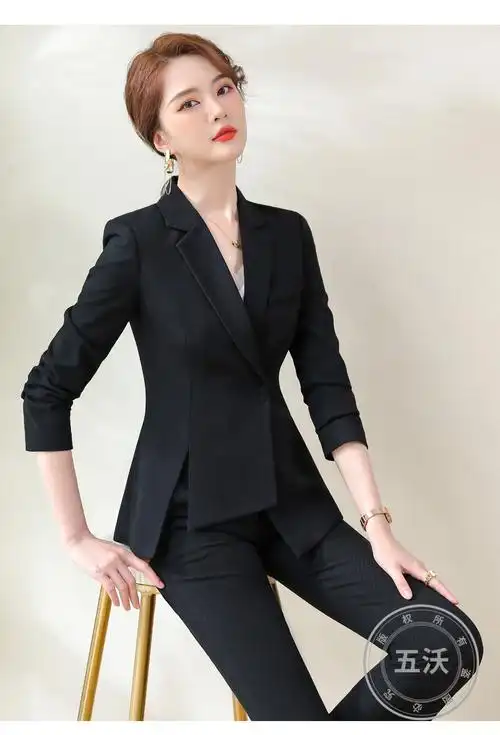 五沃职业装女装套装小西装女神范时尚气质修身美容院售楼部珠宝店酒店