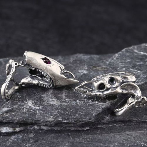 samtao项链男女s925纯银吊坠大白鲨鱼头骨欧美风小众搭配冷淡饰品