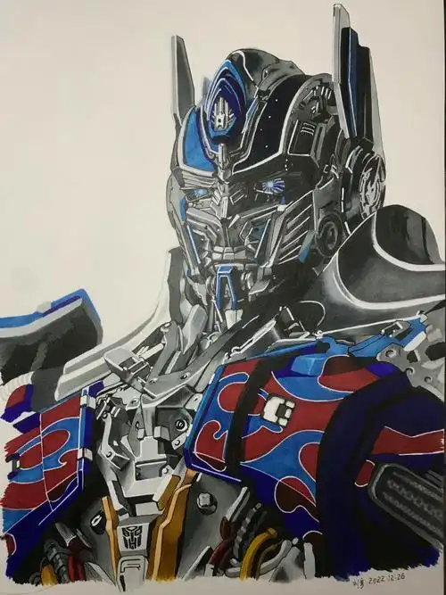 擎天柱手绘#变形金刚#马克笔