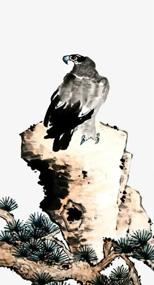 水墨鹰装饰免抠素材