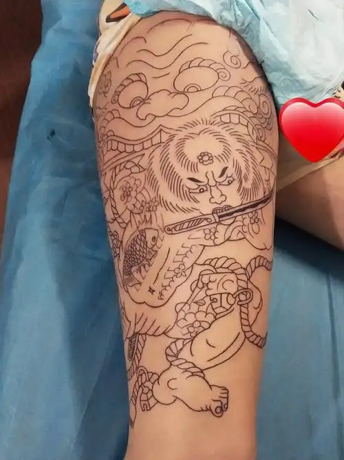 张顺破水门初步线条_纹身图案手稿图片_啊耀的纹身作品集