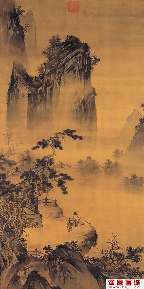 马远/钟礼《举杯玩月图》_李白"举杯邀明月,对影成三人"诗意图山水画