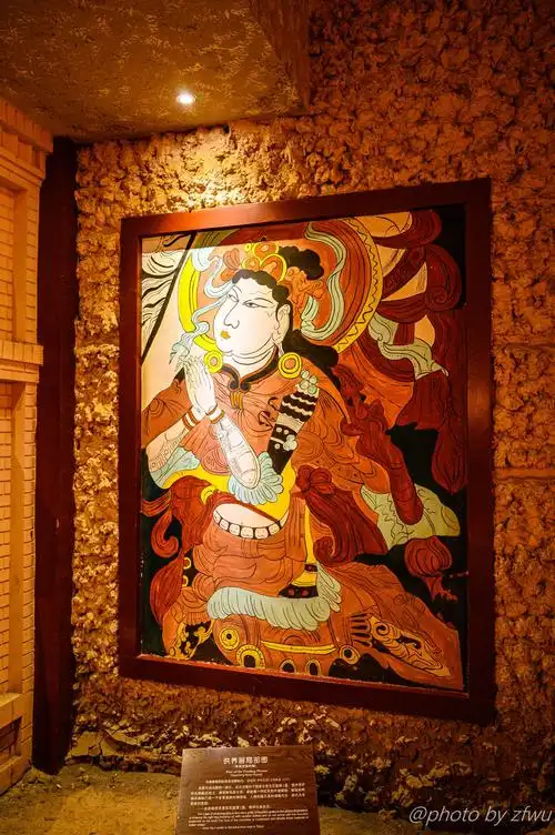 地下博物馆展示的柏孜克里克千佛洞壁画原件现存于德,英,日博物馆,是