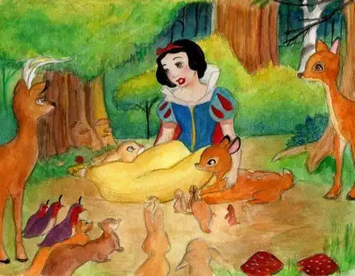 小红帽小清新少女二次元插画壁纸手绘色彩童话故事唯美