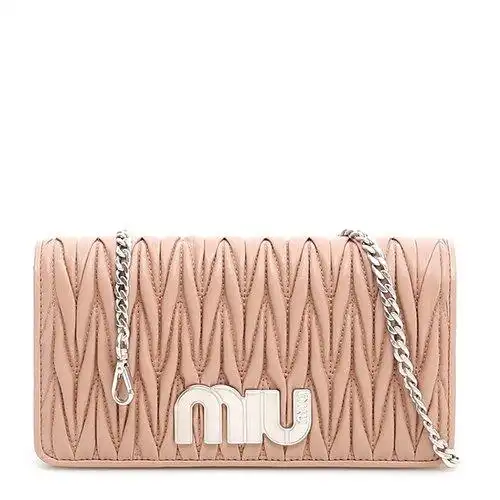 缪缪/miumiu 18年秋冬 女士 logo 褶皱 粉色 手拿包 5dh044 2b4q f