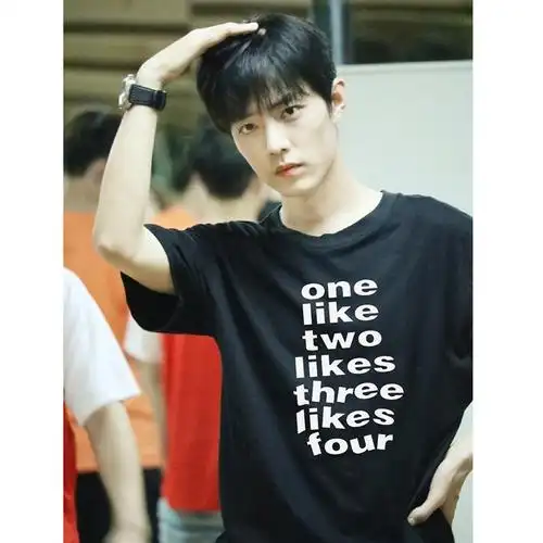 肖战明星同款衣服字母印花短袖男女夏季新款t恤