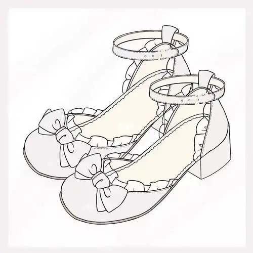 选色~优雅的包头包跟凉鞋_凉鞋_lolita_梅子色_芝士_lolita_文化_绘画