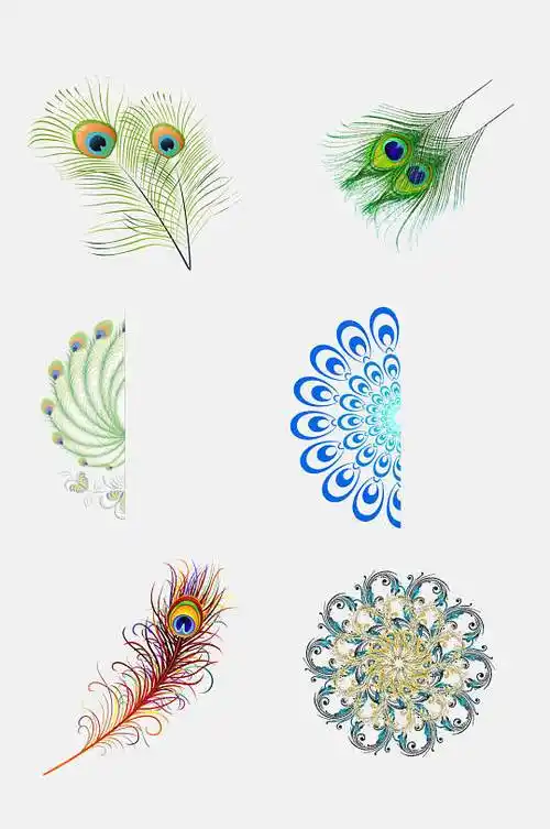 创意中式孔雀羽毛免抠设计元素