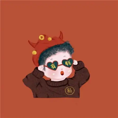 发财暴富情头 一男一女发财暴富情侣头像卡通可爱图片_情侣动漫头像