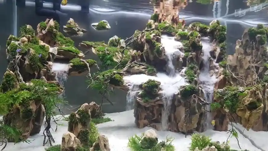 飞石流沙水族馆沙子瀑布超级60x40x40鱼缸设计_哔哩哔哩 (゜-゜)つロ