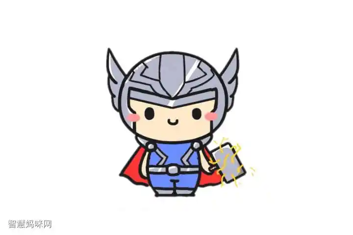 复联雷神简笔画画法步骤