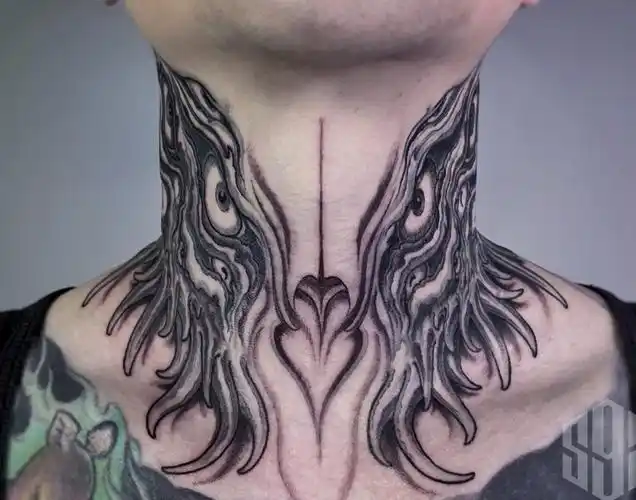 颈部纹身男暗黑系颈部纹身2