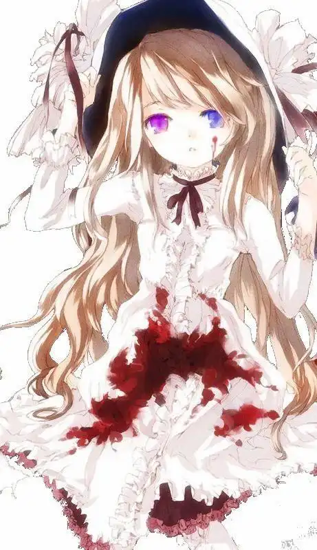 求一张金发的动漫萝莉,异瞳,一紫一蓝,头发长至膝盖,画风美