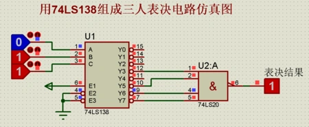 利用74ls138完成三人表决电路设计
