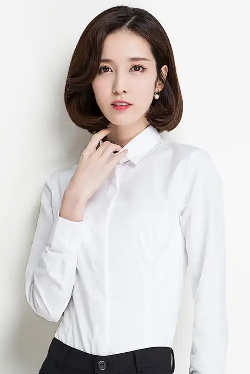 白衬衫女长袖职业工作正装 v领衬衣 ol女装