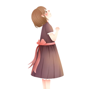 卡通可爱仰望天空的小女孩