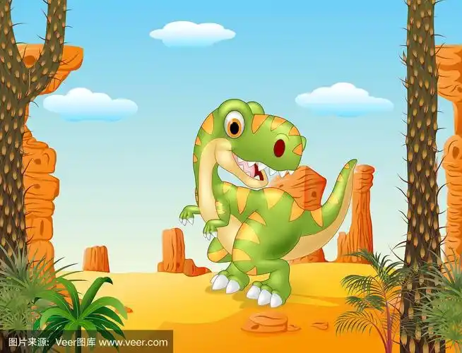 cartoon dinosaur tyrannosaurus looks sideways