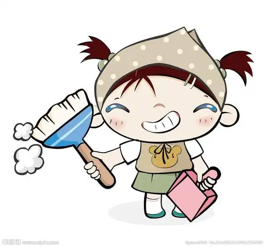 拿扫把打扫卫生的女孩