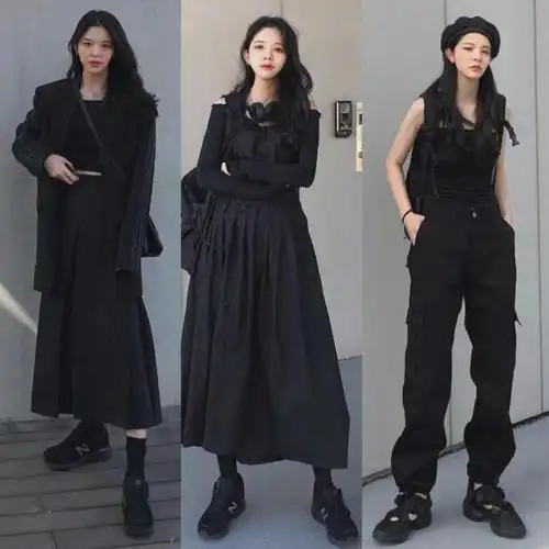 酷帅女生的黑色系穿搭参考