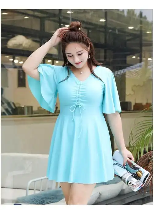 特大码泳衣女300斤超大保守宽松胖妹妹加肥泳装遮肚温泉游泳衣200