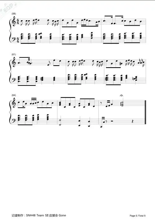 初日-snh48五线谱预览5-钢琴谱文件(五线谱,双手简谱,数字谱,midi,pdf