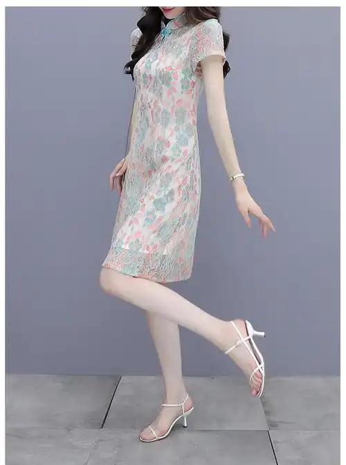 改良版旗袍2021年新款年轻款连衣裙女夏高端洋气碎花雪纺裙子 - 17网