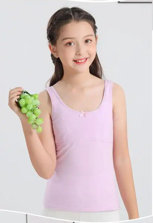 内衣发育期少女大童小背心学生小学生棉女孩青春期儿童文胸 白色 白色