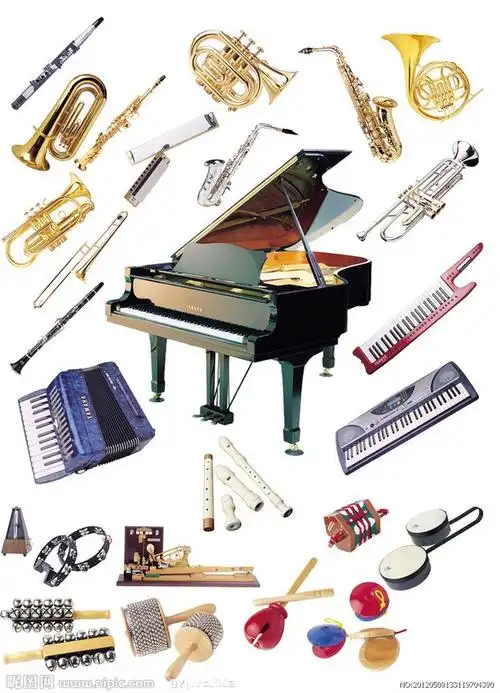 西洋乐器 钢琴 小号 大号 手风琴 电子琴 笛子 手铃 萨克斯 木鱼