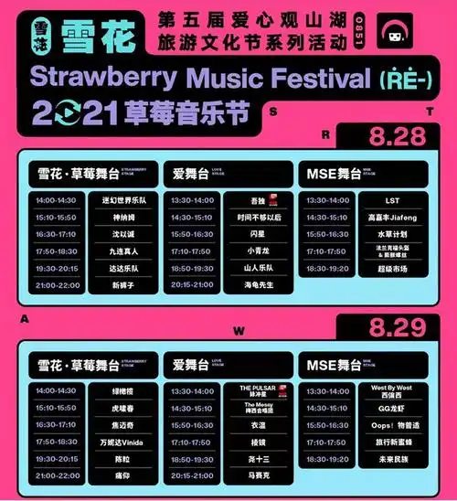 大河票务网2021贵阳草莓音乐节演出嘉宾阵容公布
