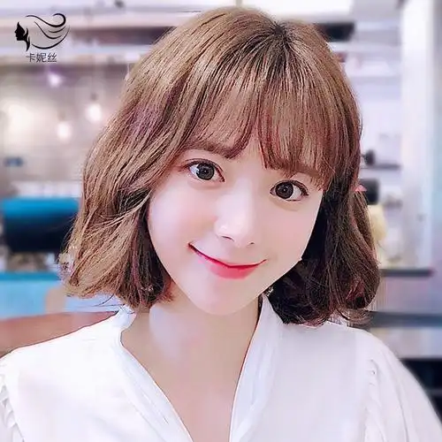 假发女短发网红羊毛卷全真发头套自然蓬松菠萝烫卷发修颜空气刘海