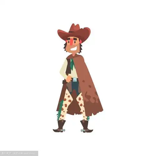 牛仔滑稽的西部卡通人物
