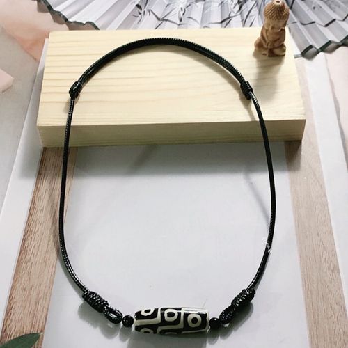 天珠挂绳锁骨横穿吊坠玉石玉文玩手工编织绳男女挂脖双头挂坠绳子