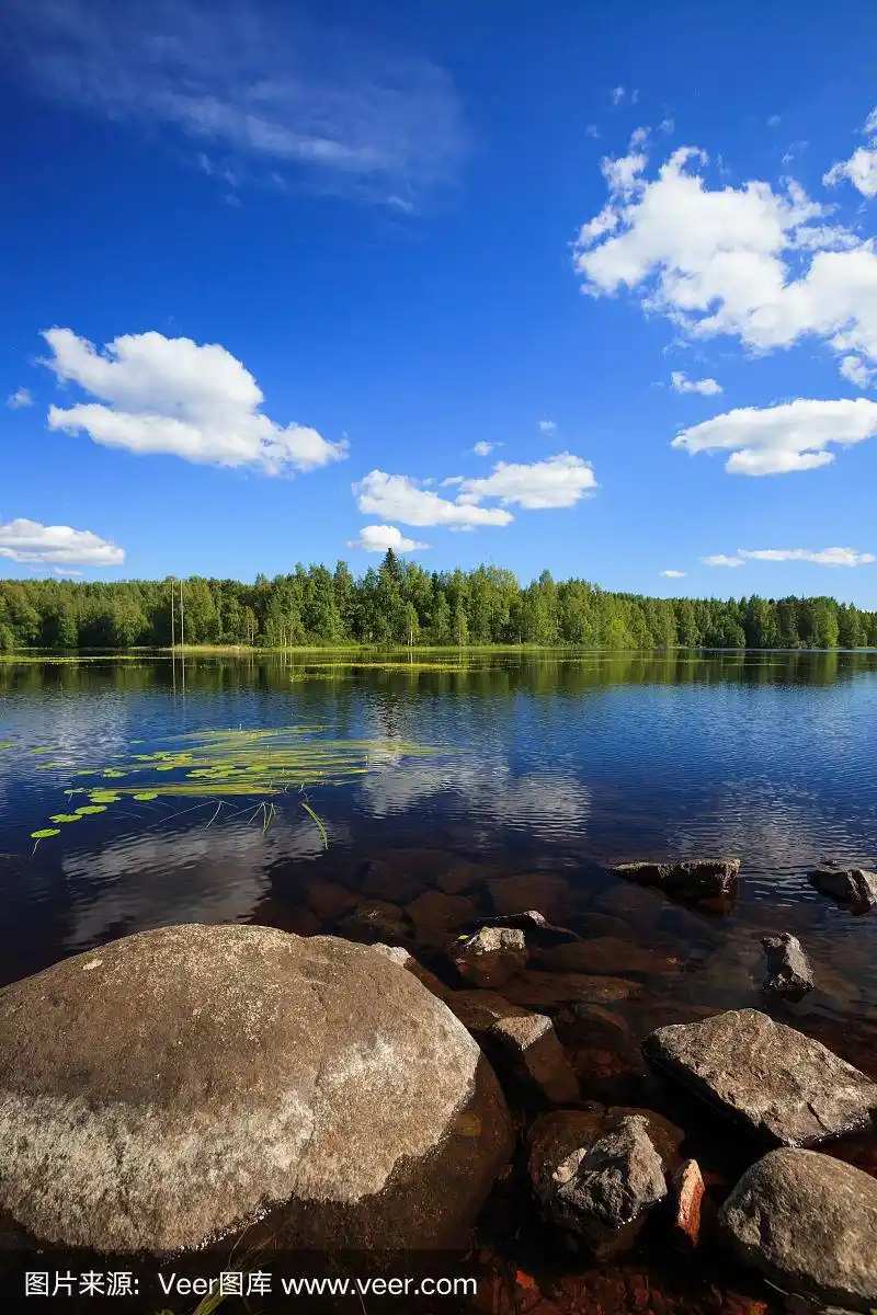 来自芬兰的阳光湖景观